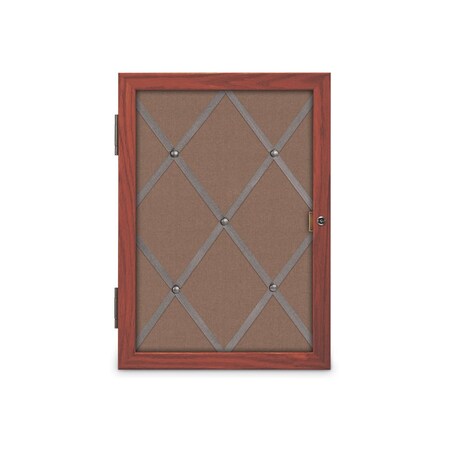 United Visual Products Sliding Door 8" Wood Framed Display Case, UVDC1650-OAK-KEYLIME UVDC1650-OAK-KEYLIME